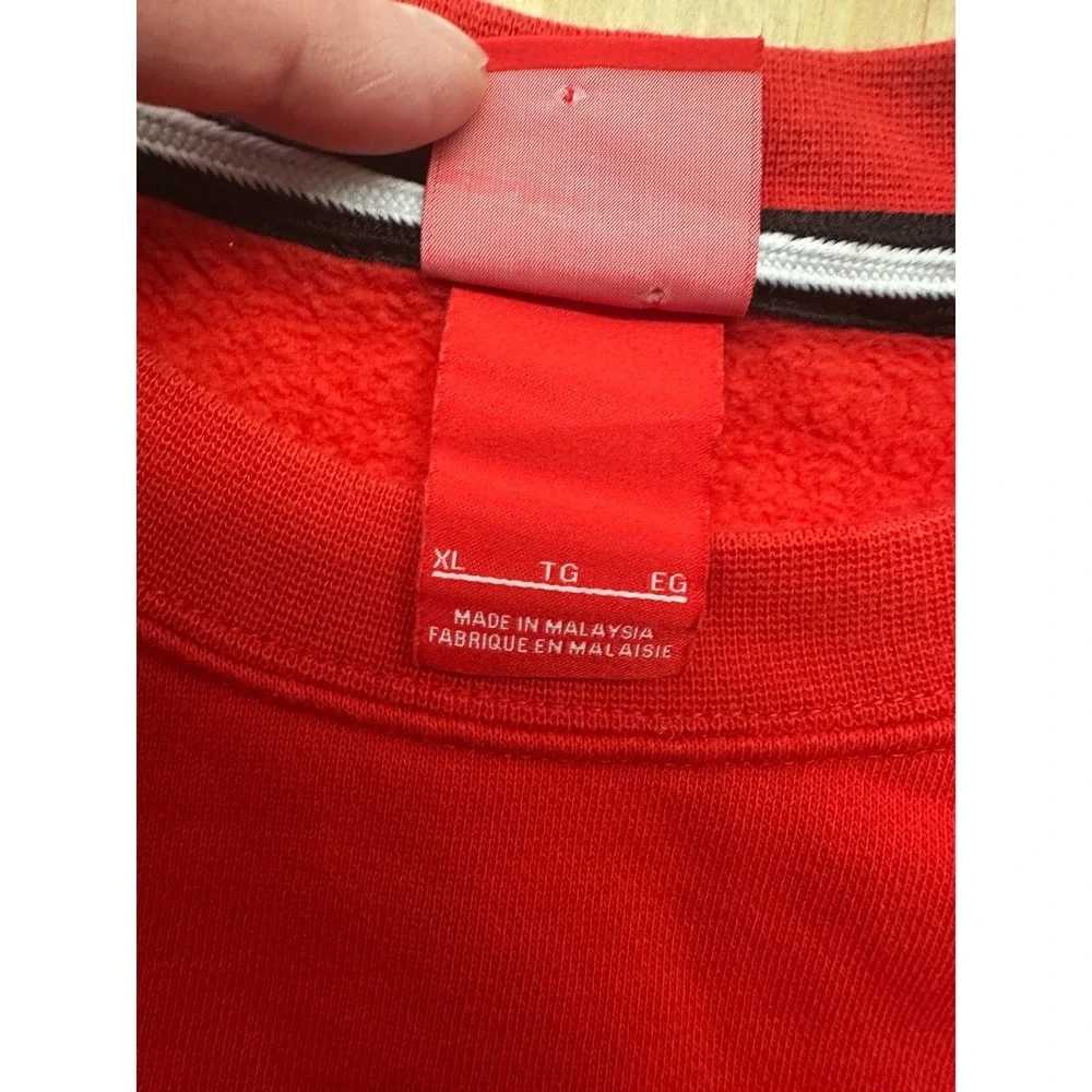VTG Nike Mens XL Red Crewneck Sweatshirt Big Logo Raglan Fleece Pullover Sports